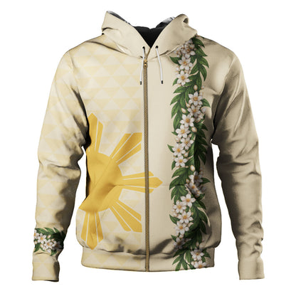 Philippines Filipinos Hoodie Sampaguita Flower Sun Pattern Island Style