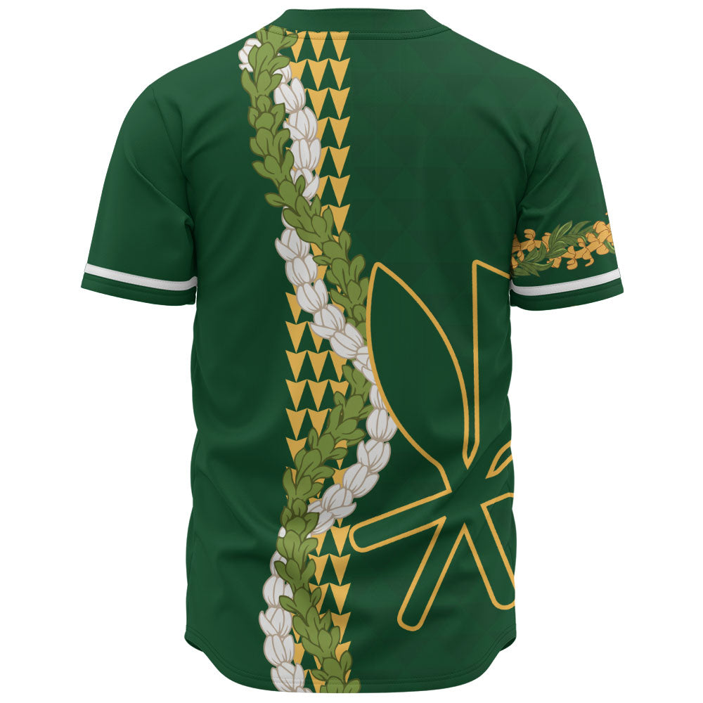 Hawaii Baseball Shirt Kanaka Maoli Puakenikeni Maile Flower Lei