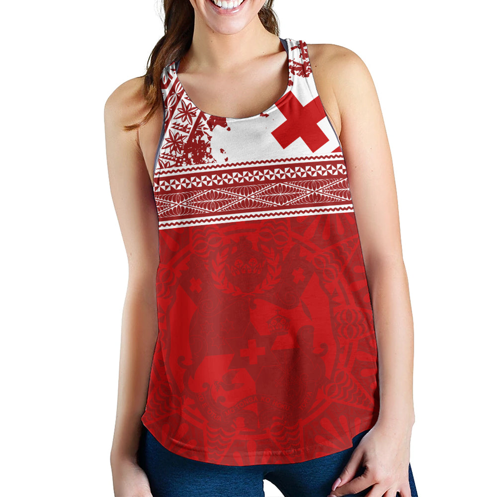 Tonga Women Tank Flag Coat Of Arms Circle Ngatu Tribal
