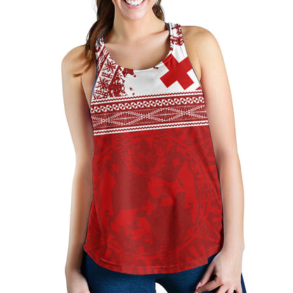 Tonga Women Tank Flag Coat Of Arms Circle Ngatu Tribal
