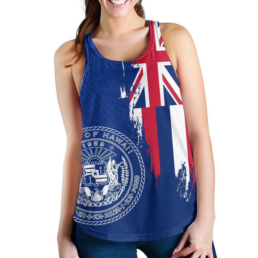 Hawaii Sherpa Hoodie Flag Polynesian Style Ocean Blue