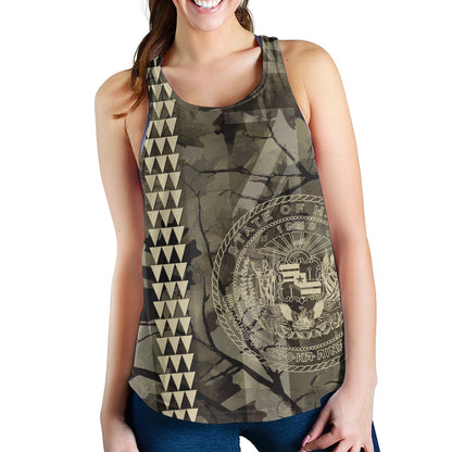 Hawaii Women Tank Tribal Kakau Camouflage Green