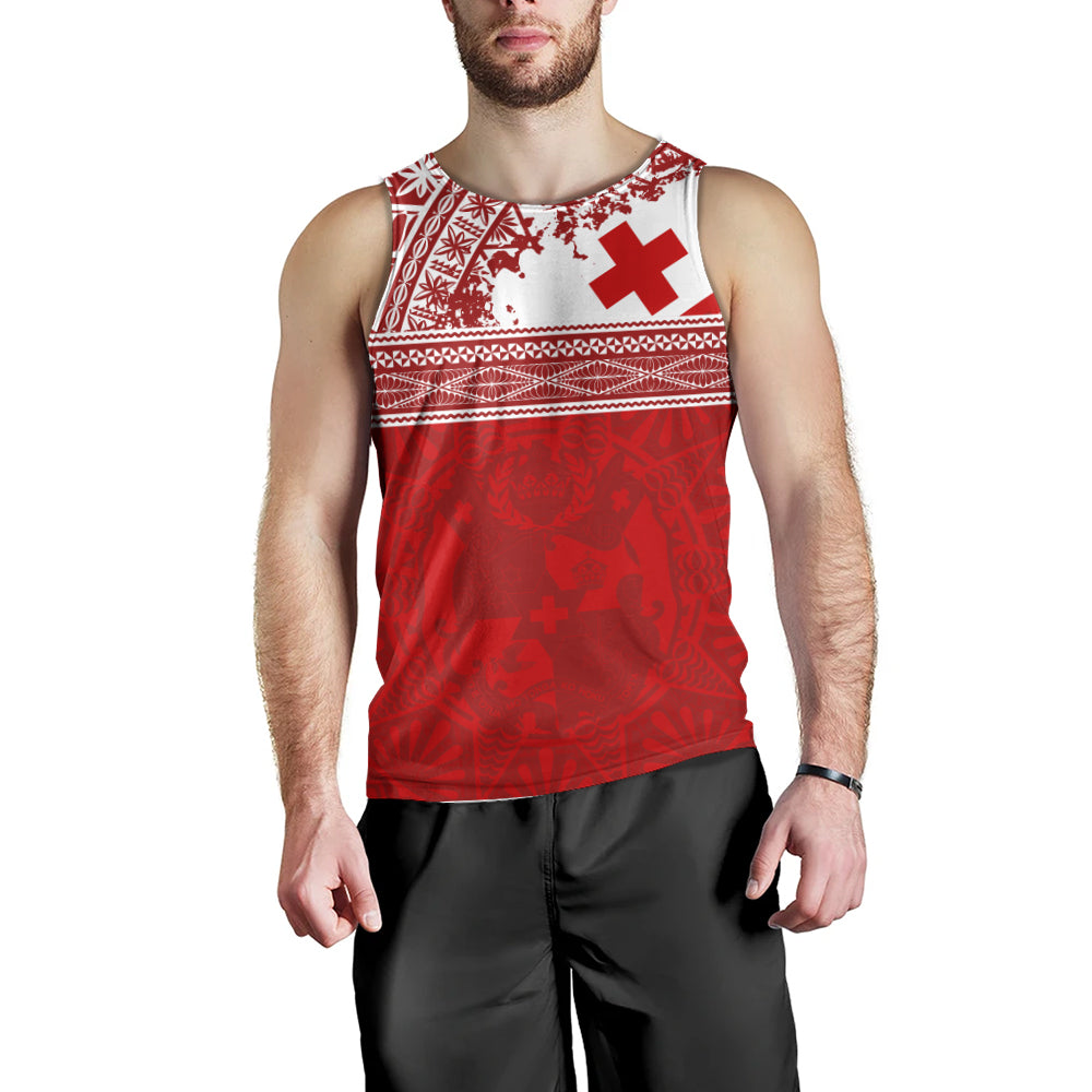 Tonga Tank Top Flag Coat Of Arms Circle Ngatu Tribal