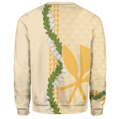 Hawaii Sweatshirt Kanaka Maoli Puakenikeni Maile Flower Lei