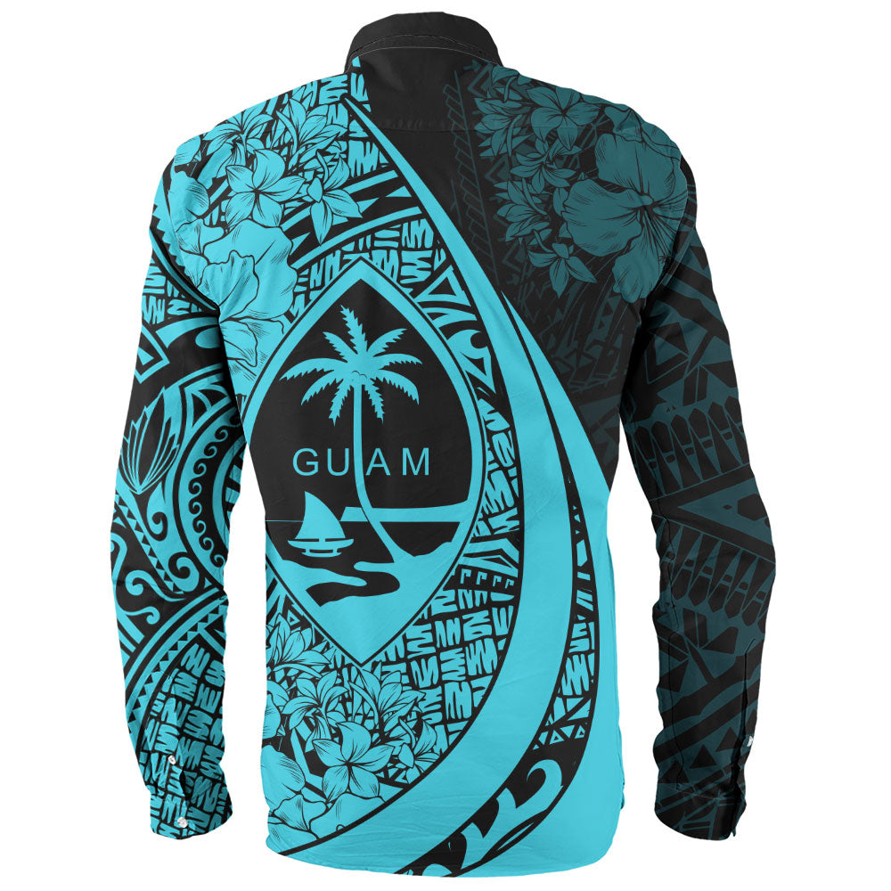 Guam Long Sleeve Shirt Custom Hibiscus Flower Symbols Style