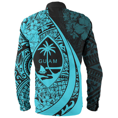 Guam Long Sleeve Shirt Custom Hibiscus Flower Symbols Style