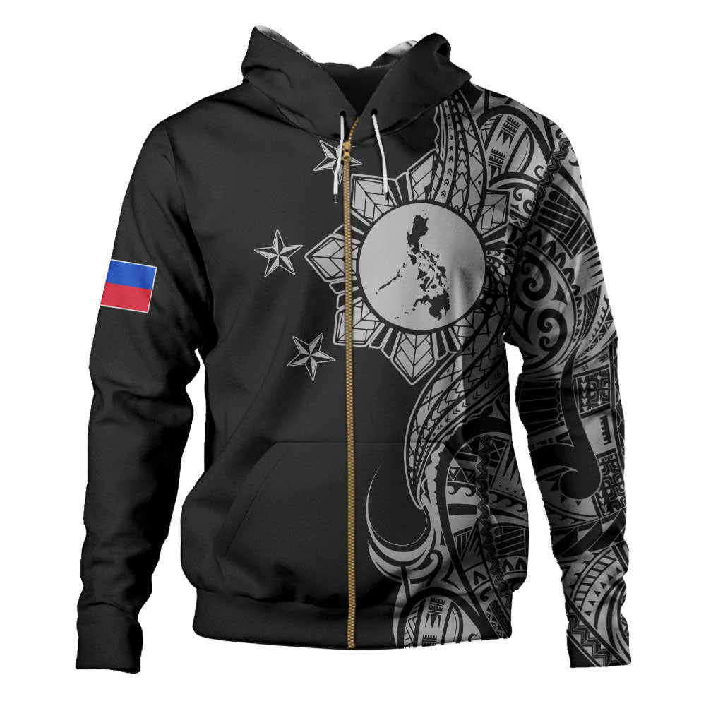 Philippines Filipinos Hoodie Flag Sun Map Tribal Fusion Style