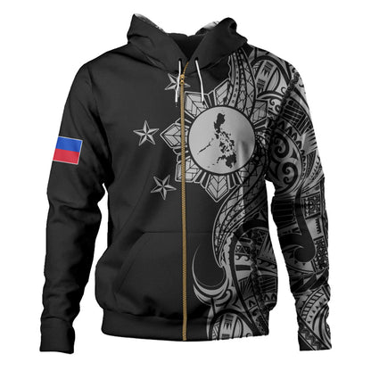 Philippines Filipinos Hoodie Flag Sun Map Tribal Fusion Style