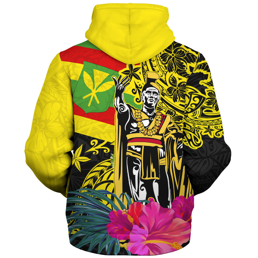 Hawaii Sherpa Hoodie Kanaka Maoli King Flag Tribal Tropical Style