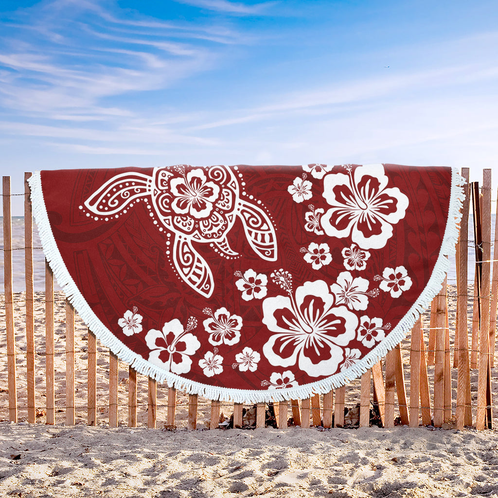 Hawaii Beach Blanket Tribal Hibiscus Flower Graphic Turtle Tatoo