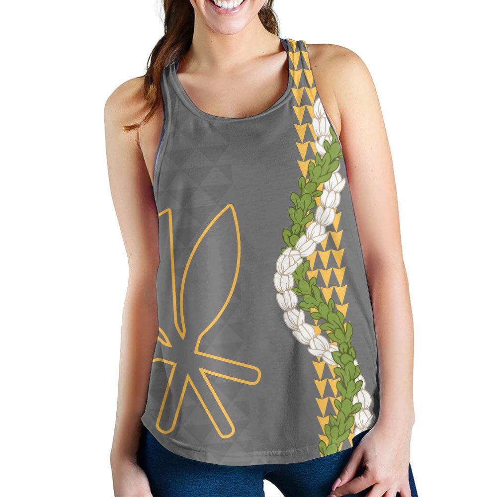 Hawaii Women Tank Kanaka Maoli Puakenikeni Maile Flower Lei