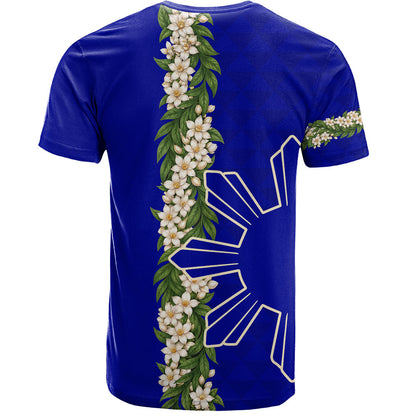 Philippines Filipinos T-Shirt Sampaguita Flower Sun Pattern Island Style