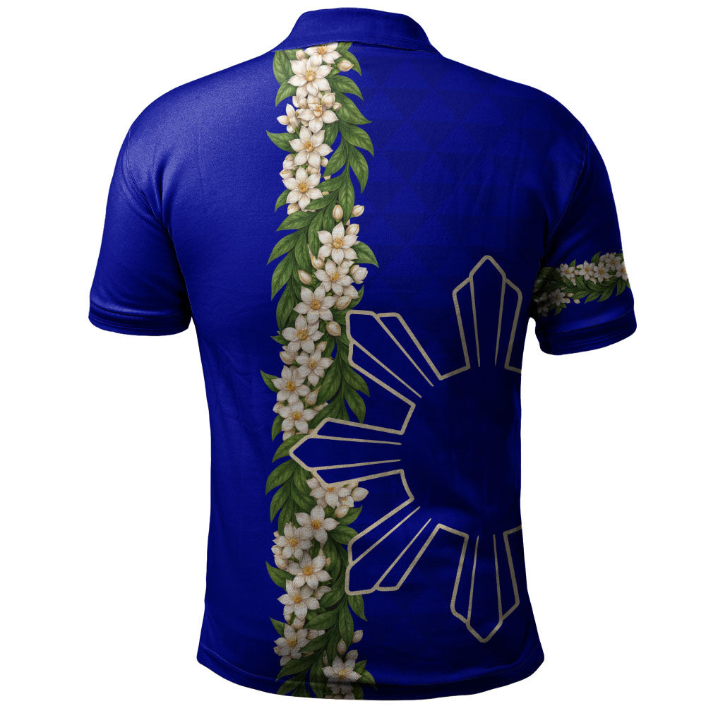 Philippines Filipinos Polo Shirt Sampaguita Flower Sun Pattern Island Style