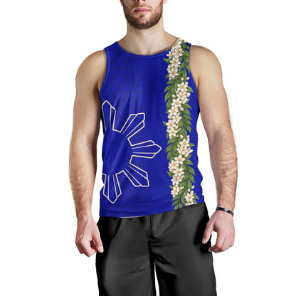 Philippines Filipinos Tank Top Sampaguita Flower Sun Pattern Island Style