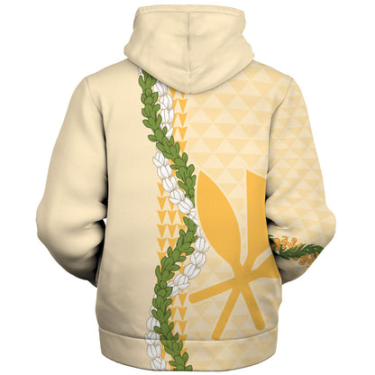 Hawaii Sherpa Hoodie Kanaka Maoli Puakenikeni Maile Flower Lei
