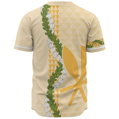 Hawaii Baseball Shirt Kanaka Maoli Puakenikeni Maile Flower Lei