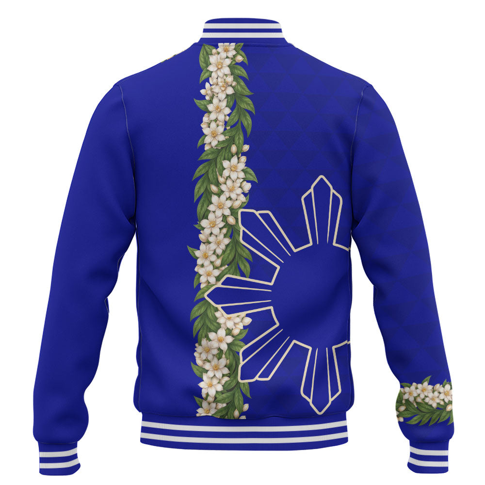 Philippines Filipinos Baseball Jacket Sampaguita Flower Sun Pattern Island Style