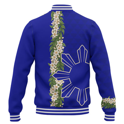 Philippines Filipinos Baseball Jacket Sampaguita Flower Sun Pattern Island Style