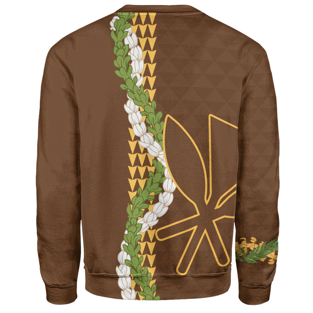 Hawaii Sweatshirt Kanaka Maoli Puakenikeni Maile Flower Lei