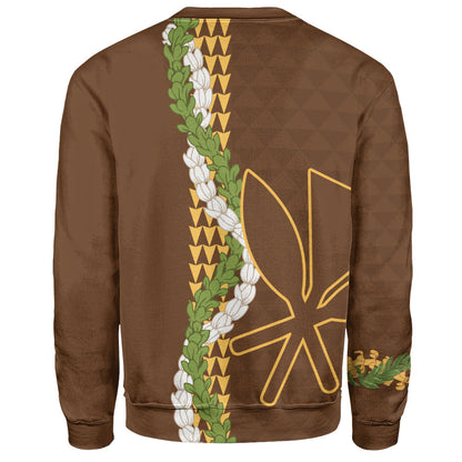 Hawaii Sweatshirt Kanaka Maoli Puakenikeni Maile Flower Lei