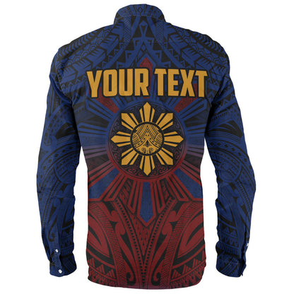 Philippines Filipinos Long Sleeve Shirt Golden Sun Islands Tribal Style