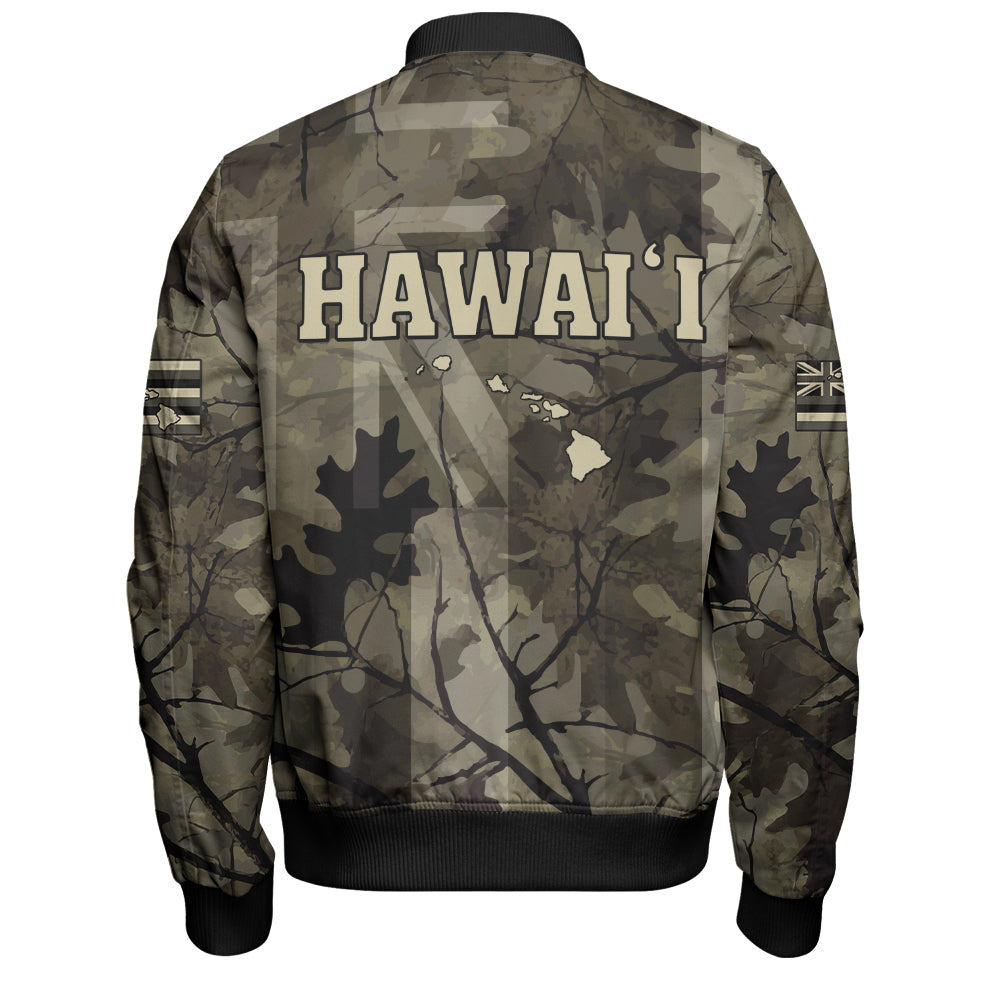 Hawaii Bomber Jacket Tribal Kakau Camouflage Green