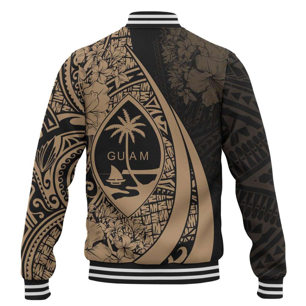 Guam Baseball Jacket Custom Hibiscus Flower Symbols Style