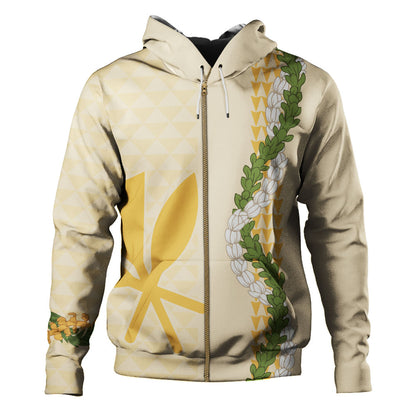 Hawaii Hoodie Kanaka Maoli Puakenikeni Maile Flower Lei