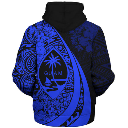 Guam Sherpa Hoodie Custom Hibiscus Flower Symbols Style