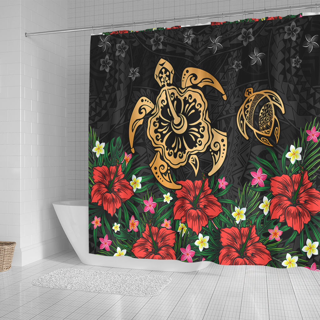 Hawaii Shower Curtain Polynesian Turtle Tropical Island Tribal Style