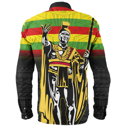 Hawaii Long Sleeve Shirt King Kamehameha Flag Kanaka Maoli Tribal Tattoo