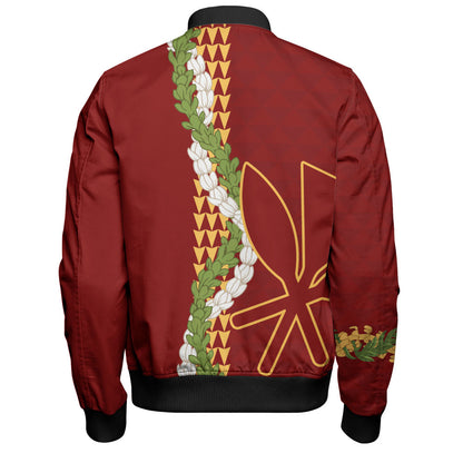Hawaii Bomber Jacket Kanaka Maoli Puakenikeni Maile Flower Lei