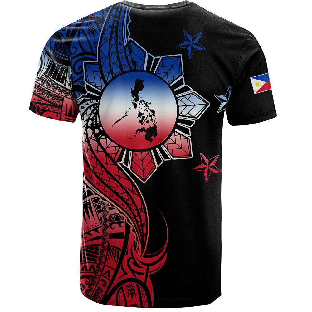 Philippines Filipinos T-Shirt Flag Sun Map Tribal Fusion Style