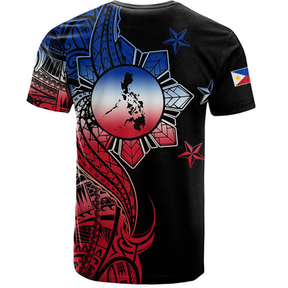 Philippines Filipinos T-Shirt Flag Sun Map Tribal Fusion Style