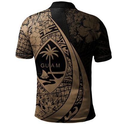 Guam Polo Shirt Custom Hibiscus Flower Symbols Style