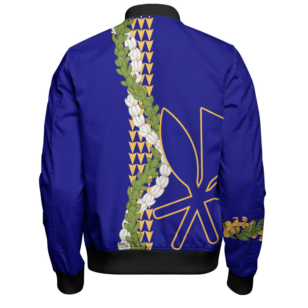Hawaii Bomber Jacket Kanaka Maoli Puakenikeni Maile Flower Lei