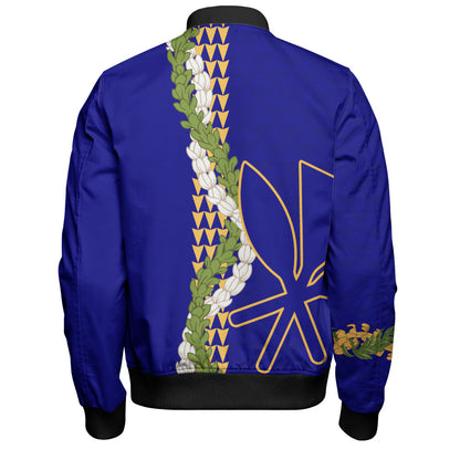 Hawaii Bomber Jacket Kanaka Maoli Puakenikeni Maile Flower Lei