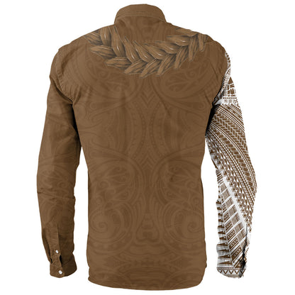 Samoa Long Sleeve Shirt Tattoo Roman Reigns With Ula Fala Style Brown