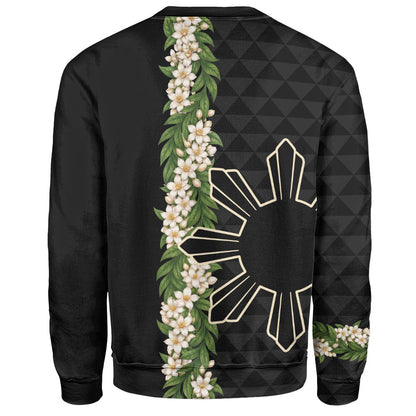 Philippines Filipinos Sweatshirt Sampaguita Flower Sun Pattern Island Style