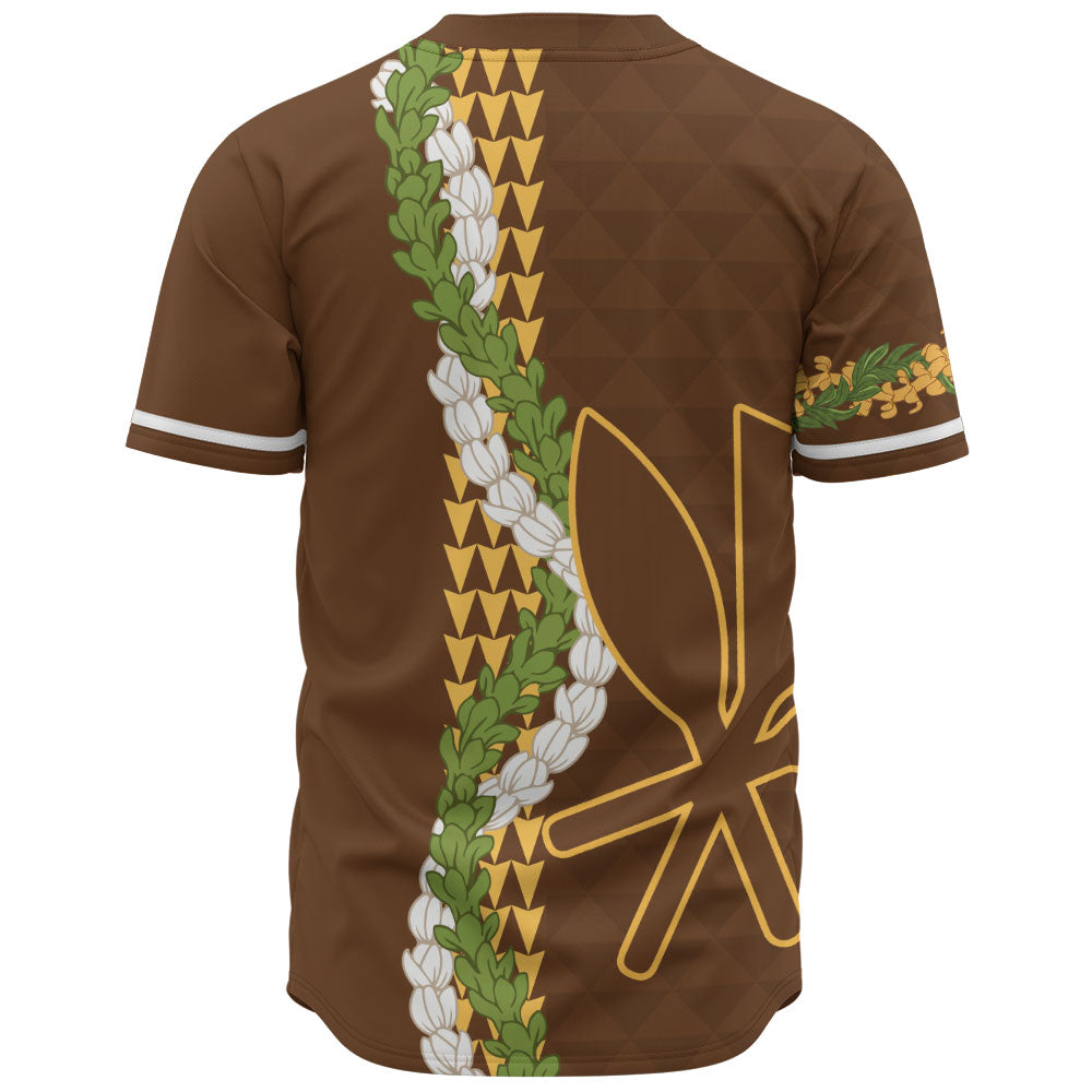 Hawaii Baseball Shirt Kanaka Maoli Puakenikeni Maile Flower Lei