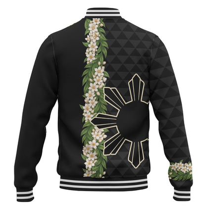 Philippines Filipinos Baseball Jacket Sampaguita Flower Sun Pattern Island Style