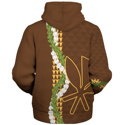 Hawaii Sherpa Hoodie Kanaka Maoli Puakenikeni Maile Flower Lei
