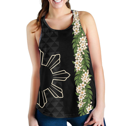 Philippines Filipinos Women Tank Sampaguita Flower Sun Pattern Island Style