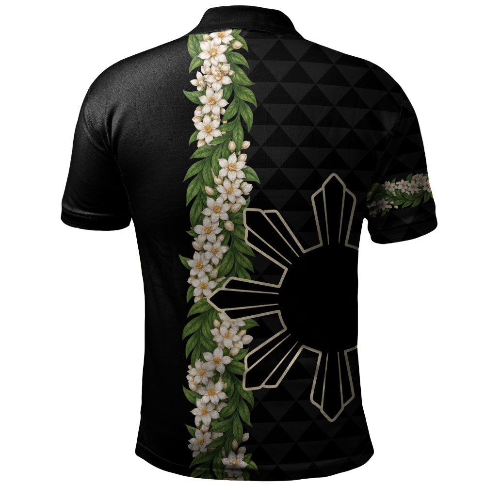 Philippines Filipinos Polo Shirt Sampaguita Flower Sun Pattern Island Style