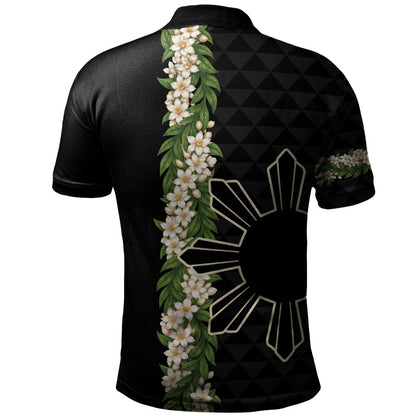 Philippines Filipinos Polo Shirt Sampaguita Flower Sun Pattern Island Style
