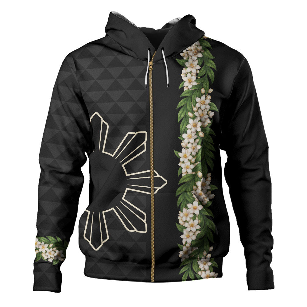 Philippines Filipinos Hoodie Sampaguita Flower Sun Pattern Island Style