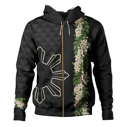 Philippines Filipinos Hoodie Sampaguita Flower Sun Pattern Island Style