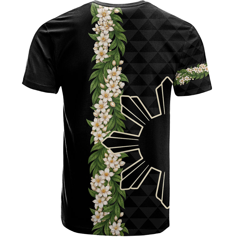 Philippines Filipinos T-Shirt Sampaguita Flower Sun Pattern Island Style