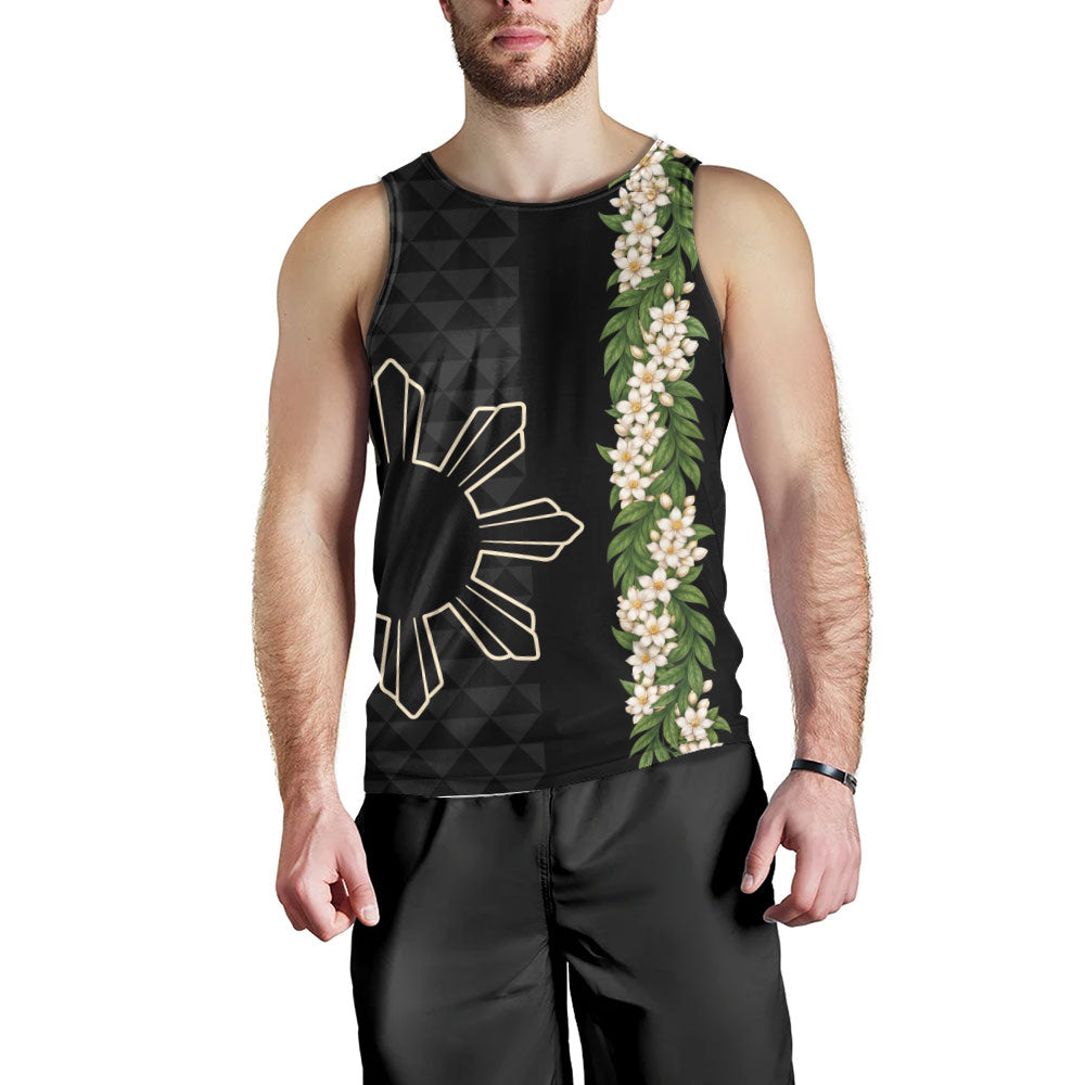 Philippines Filipinos Tank Top Sampaguita Flower Sun Pattern Island Style