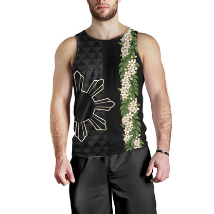 Philippines Filipinos Tank Top Sampaguita Flower Sun Pattern Island Style